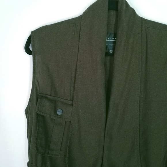Sanctuary Linen Blend Daytrip Vest Olive Sz M - Picture 4 of 7